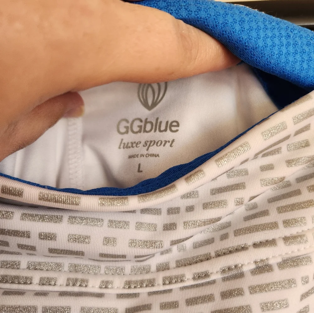 GGblue Luxe Sport Womens Golf Tennis Skort White Silver Large